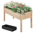 Topeakmart Fir Wood Garden Bed Rectangle Raised Planters Box for