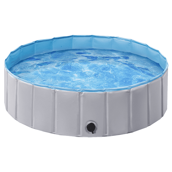 Topeakmart Foldable Pet Swimming Pool PVC Water Pond for Dogs/Cats/Kids, Gray, M, 39.5''