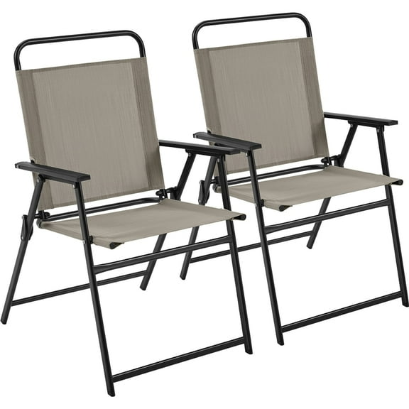 Topeakmart Folding Patio Dining Chairs with Armrests for Garden, Yard, Lawn, Set of 2, Brown