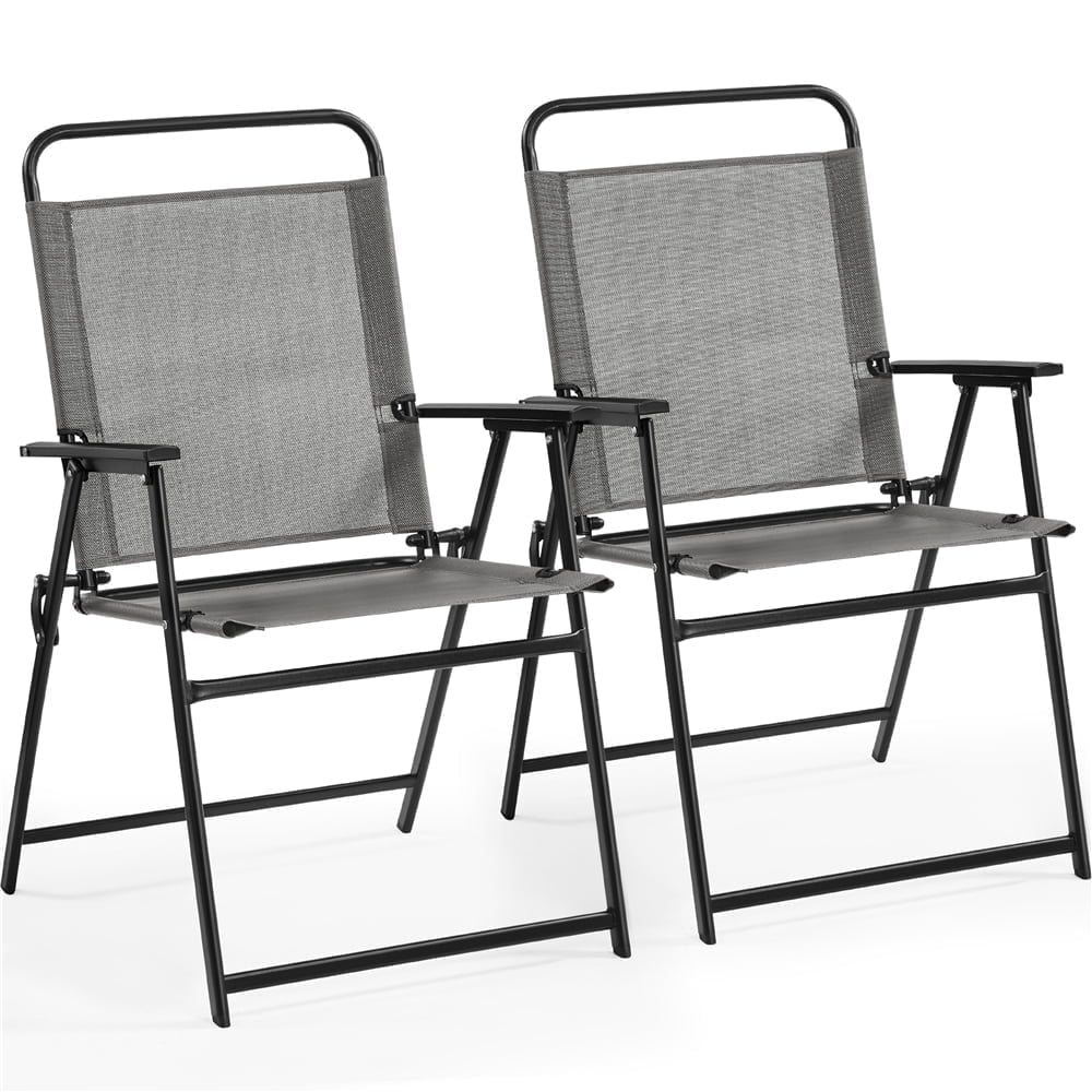 Yaheetech Folding Patio Dining Chairs with Armrests for Garden, Yard, Lawn, Set of 2, Gray