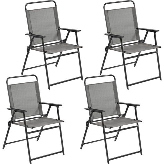 Yaheetech Folding Patio Dining Chairs with Armrests for Garden, Yard, Lawn, Set of 4, Gray