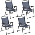thumbnail image 1 of Yaheetech Folding Patio Dining Chairs with Armrests for Garden, Yard, Lawn, Set of 4, Navy Blue, 1 of 7
