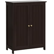 Topeakmart Free Standing Floor Cabinet Home Storage Cabinet with 2 Durable Doors and 2 Adjustable Shelves Espresso