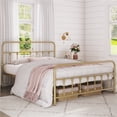 thumbnail image 1 of Topeakmart Metal Platform Bed with High Headboard and Footboard, Antique Gold, Full, 1 of 8