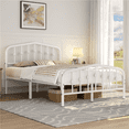 thumbnail image 1 of Topeakmart Metal Bed with Arched Headboard and Footboard, White, Full, 1 of 9