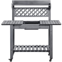 Topeakmart Garden Potting Bench Wooden Work Station for Outdoor, Gray