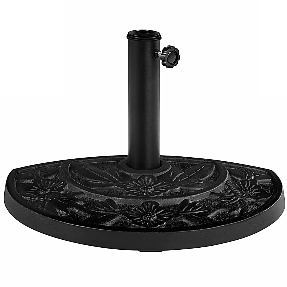 Topeakmart Half Round Umbrella Base Stand with Floral Pattern, Black