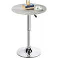 thumbnail image 1 of Topeakmart Height Adjustable Round Pub Table 360° Swivel Counter Bar Tables Bistro Tall Cocktail MDF Top, Grey, 1 of 7