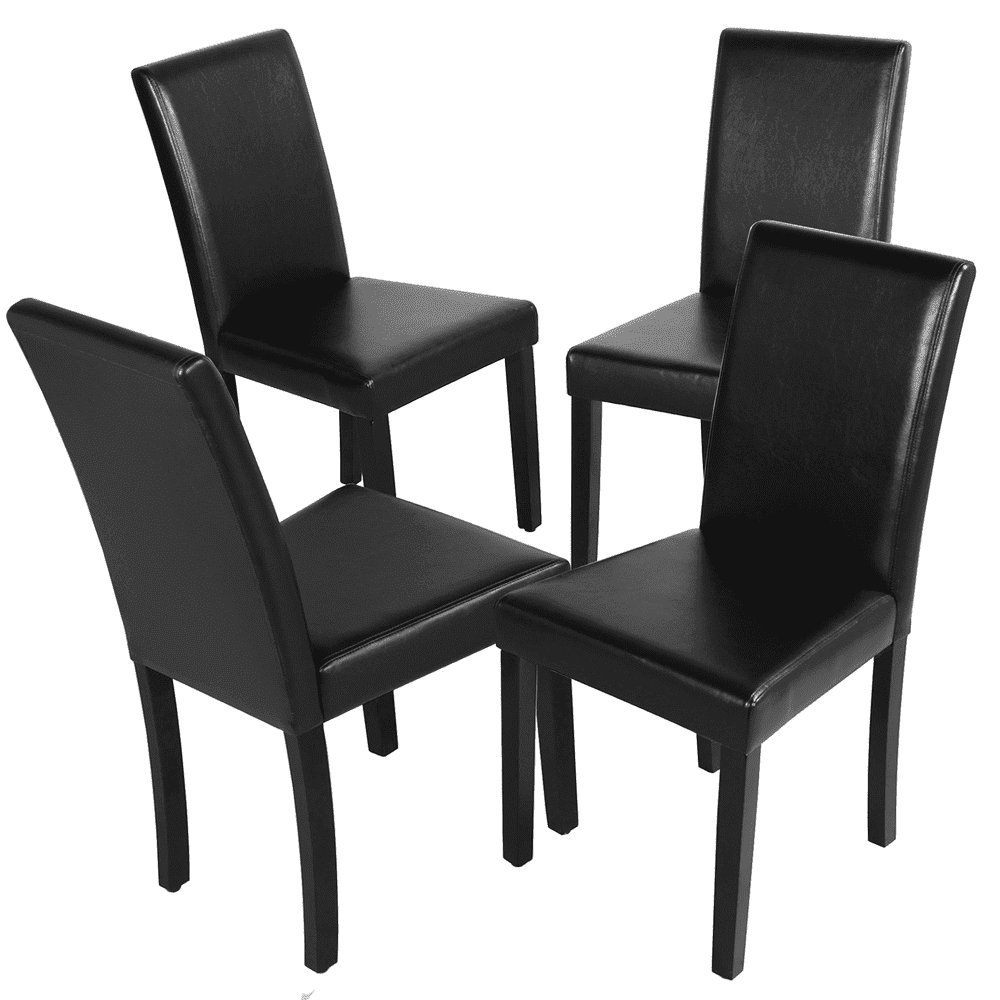 Topeakmart High Back Faux Leather Dining Chairs Set of 4, Black