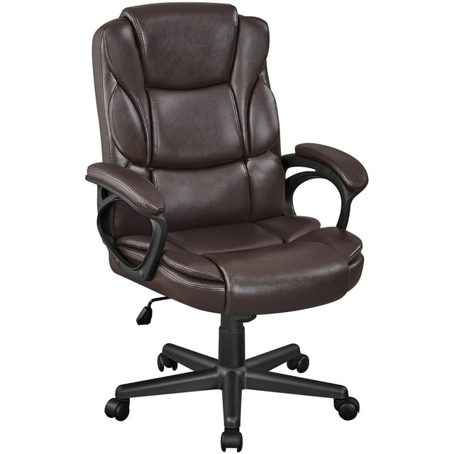 Topeakmart High Back PU Leather Executive Office Chair with Lumbar Support Brown
