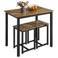 thumbnail image 1 of Topeakmart Industrial 3-Piece Dining Set with Square Table 2 Backless Stools, Rustic Brown, 1 of 14