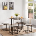 thumbnail image 1 of Yaheetech Industrial 5 Piece Dining Table Chair Set Dining Room Set with 1 Square Table, 4 Backless Stools, Gray, 1 of 7