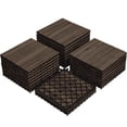 thumbnail image 1 of Yaheetech 12 × 12 in Set of 27 Interlocking Acacia Wood Flooring Tiles for Outdoor & Indoor Patio Garden Deck, Black, 1 of 8