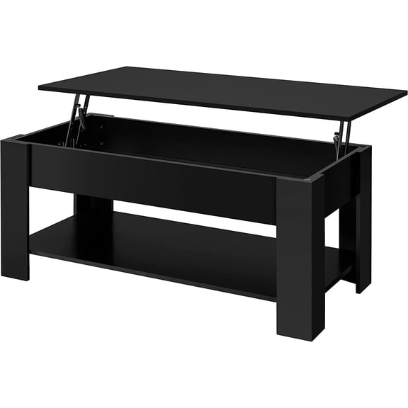 Topeakmart Lift Top Coffee Table with Hidden Storage Compartment and Lower Shelf, Pop up Tabletop Center Table for Living Room