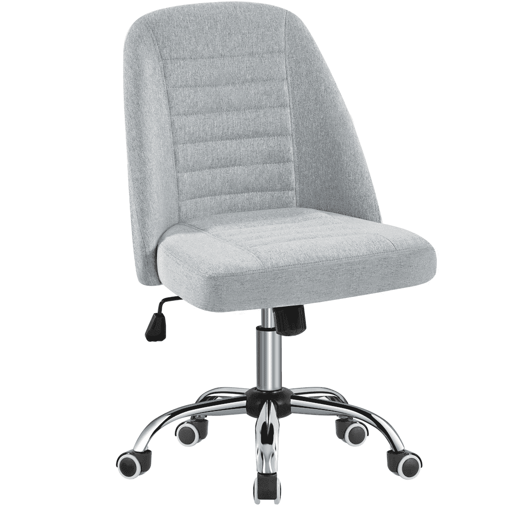 Yaheetech Linen Fabric Mid Back Desk Chair with Wheels for Home Office, Light Gray