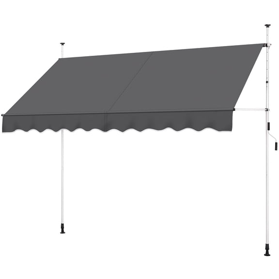 Yaheetech Manual Retractable Awning with Adjustable Height, Dark Gray