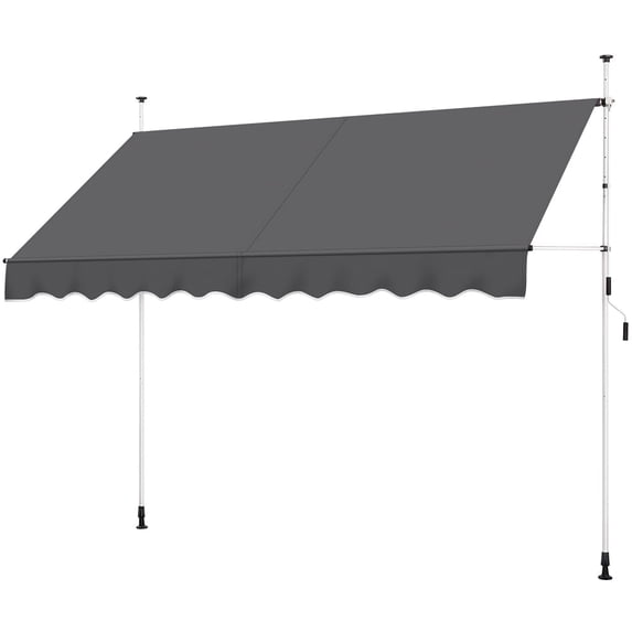 Yaheetech Manual Retractable Awning with Adjustable Height, Dark Gray