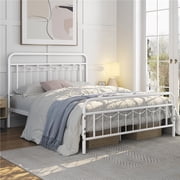 Yaheetech Metal Platform Bed Frame with Headboard and Footboard, Full Size, White