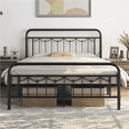 thumbnail image 1 of Topeakmart Queen Size Metal Platform Bed Frame with Headboard and Footboard, Matte Black, 1 of 9