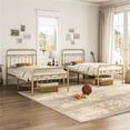 thumbnail image 1 of Yaheetech Metal Platform Bed Frame with Headboard and Footboard, Twin Size, Antique Gold, 1 of 7