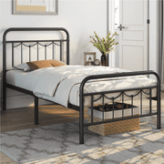 Topeakmart Metal Platform Bed Frame with Headboard and Footboard, Twin Size, Matte Black
