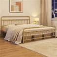 thumbnail image 1 of Topeakmart Metal Platform Bed with Headboard and Footboard, King Size, Antique Gold, 1 of 10