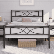 Yaheetech Twin Size Metal Bed Frame with Curved Design Headboard and Footboard, Black