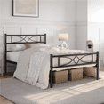 Topeakmart Iron Twin Bed Frame with Underneath Storage, Curved Design