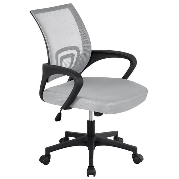 Topeakmart Mid-Back Height Adjustable Mesh Office Chair Computer Chair with Lumbar Support & 360°Rolling Casters, Gray