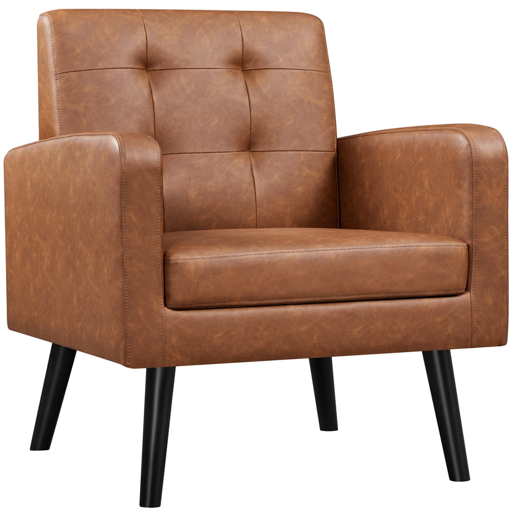 Topeakmart Modern High Back Faux Leather Living Armchair for Room