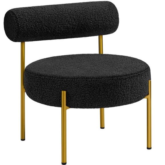 Yaheetech Modern Boucle Accent Chair with Gold Metal Legs for Living Room, Black