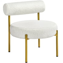 Topeakmart Modern Boucle Accent Chair with Gold Metal Legs for Living Room, White