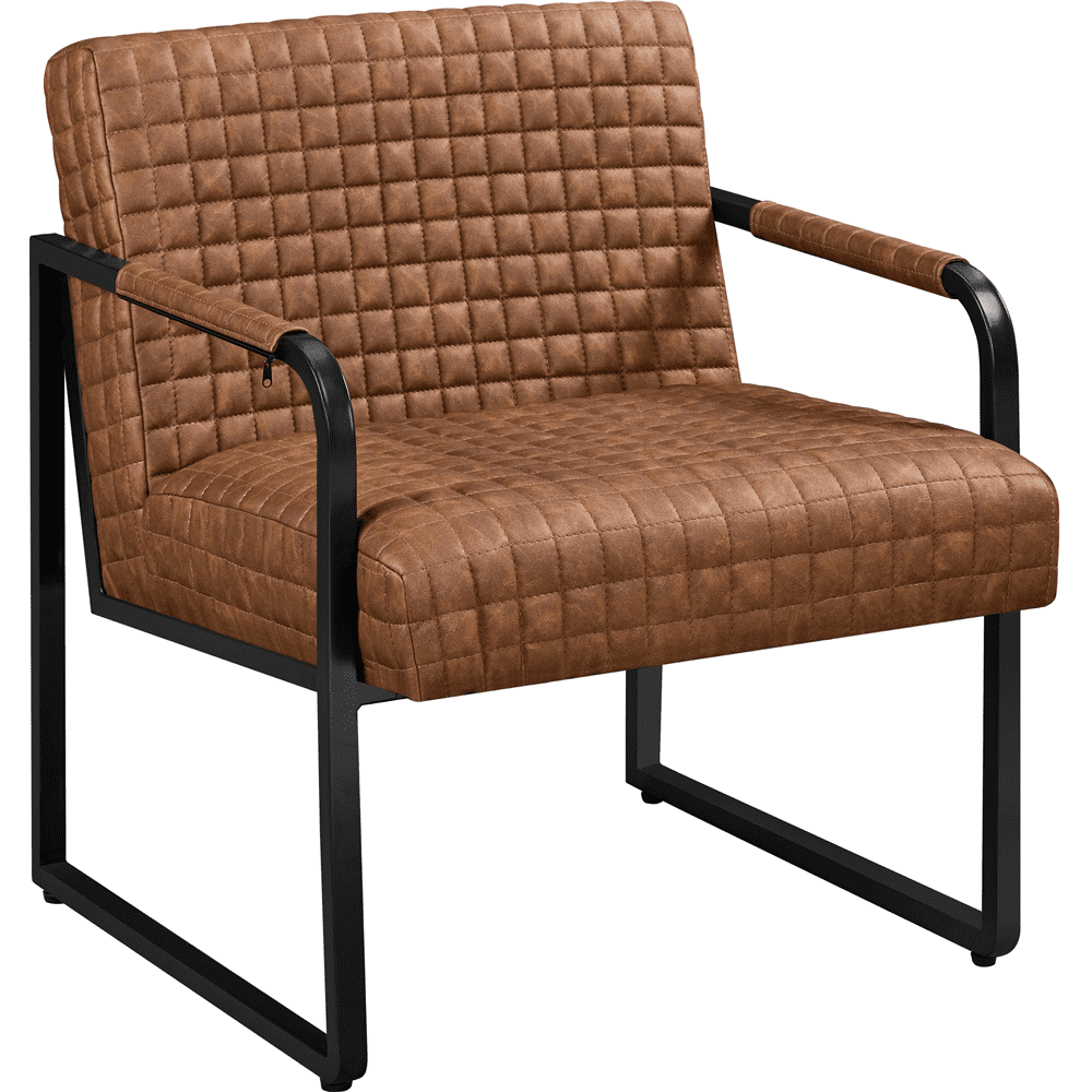 Topeakmart Modern Faux Leather Armchair with Metal Frame, Retro Brown