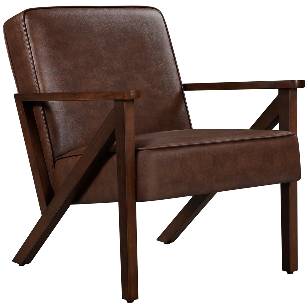 Topeakmart Modern High Back Armchair, Faux Leather Accent Chair with