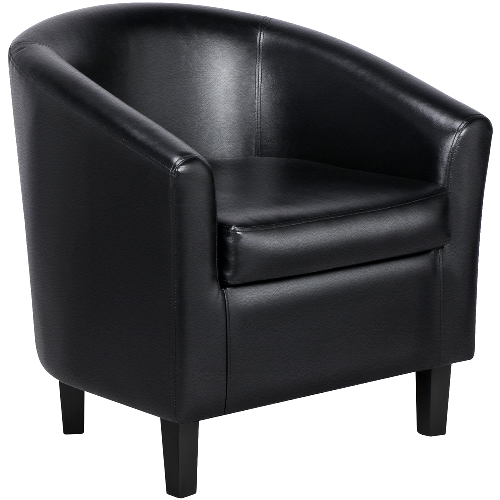 Topeakmart Modern Faux Leather Barrel Accent Chair for Living Room, Black - image 1 of 12