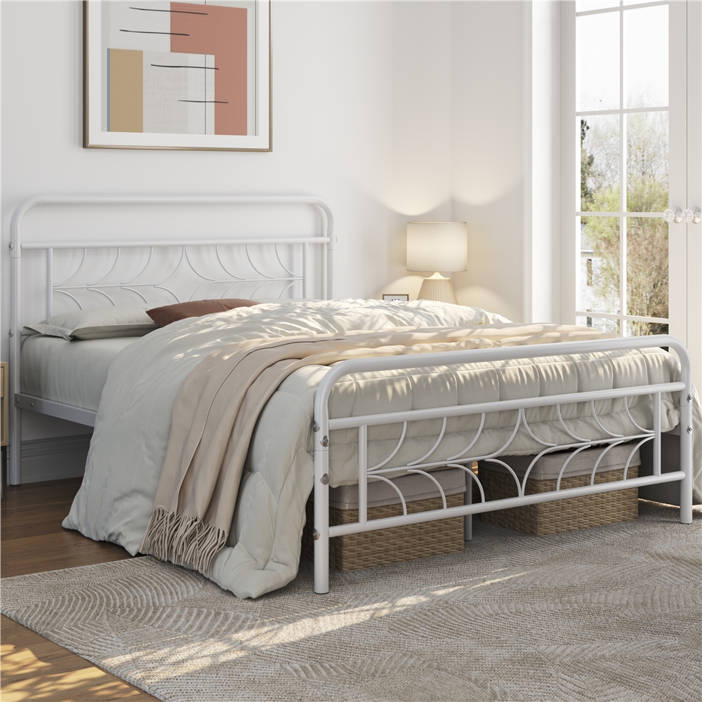 Topeakmart Rustic Modern Full Size Metal Bed with StarInspired