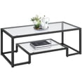 thumbnail image 1 of Yaheetech Modern Tempered Glass Coffee Table with Metal-frame, Black, 1 of 9