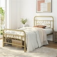 thumbnail image 1 of Topeakmart Modern Twin Size Metal Bed with Headboard and Footboard, Antique Gold, 1 of 8