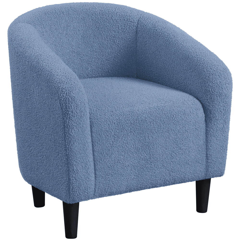 Blue Velvet Barrel Accent Chair with Manufactured Wood Frame
