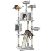 Yaheetech Multi-level Cat Tree Condo Tower with Basket, Scratching Posts & Ramp Light Gray, 79'' H