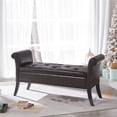 thumbnail image 1 of Yaheetech Multifunctional Faux Leather Storage Bench with Rolled Armrests, Dark Brown, 1 of 13