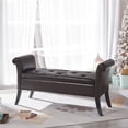 thumbnail image 1 of Topeakmart Multifunctional Faux Leather Storage Bench with Rolled Armrests, Dark Brown, 1 of 13