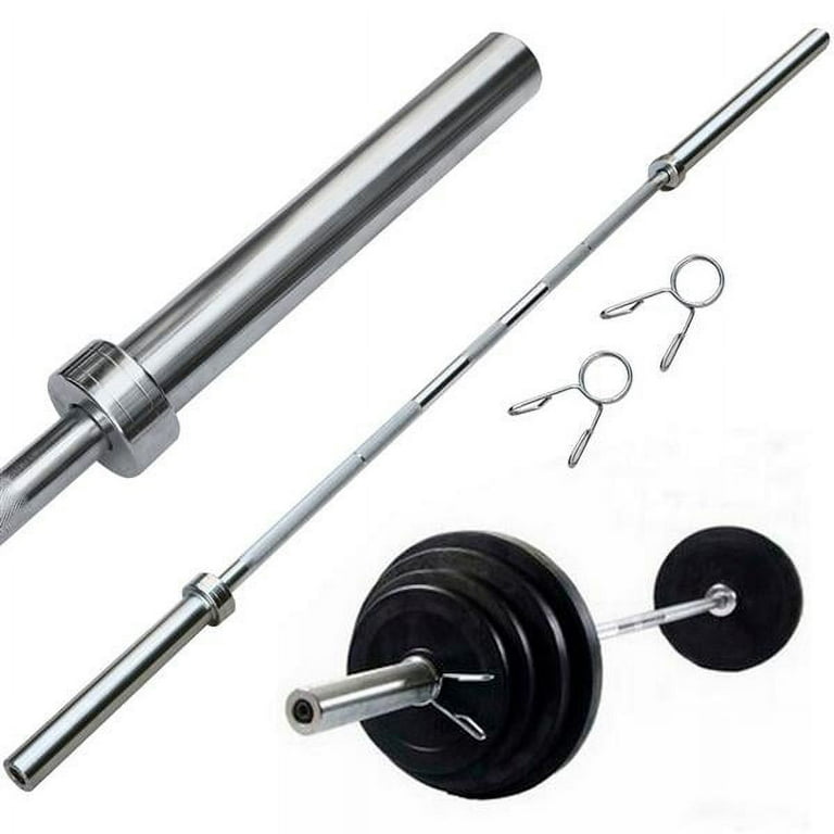 Topeakmart Olympic 7 Ft. Weight Bar Solid Iron Workout Gym Home Exercises Barbell Weight Bench 2 In