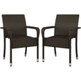 thumbnail image 1 of Yaheetech Outdoor Rattan Chair Set with Armrests & Adjustable Footpads, Set of 2, Brown, 1 of 7