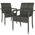 thumbnail image 1 of Topeakmart Outdoor Rattan Chair Set with Armrests & Adjustable Footpads, Set of 2, Gray, 1 of 7