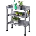 thumbnail image 1 of Topeakmart Outdoor Wooden Potting Bench Table Gardening Work Station with Storage Shelf and Hook, Gray, 1 of 6