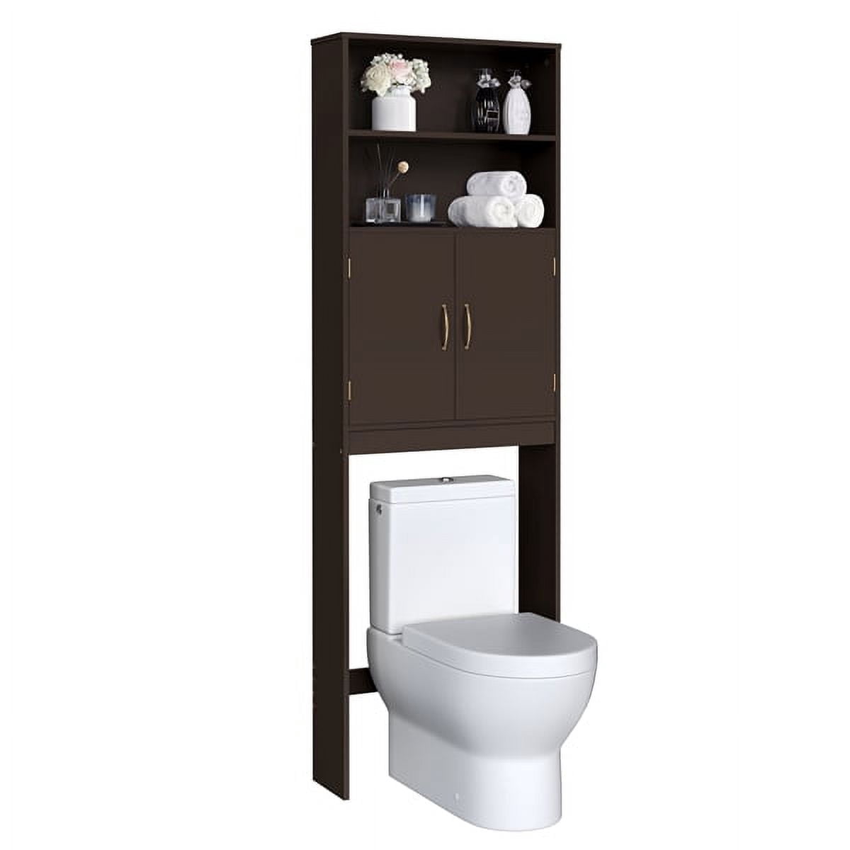 Yaheetech Over-the-Toilet Storage w/ Cabinet & 2 Open Shelves, Espresso