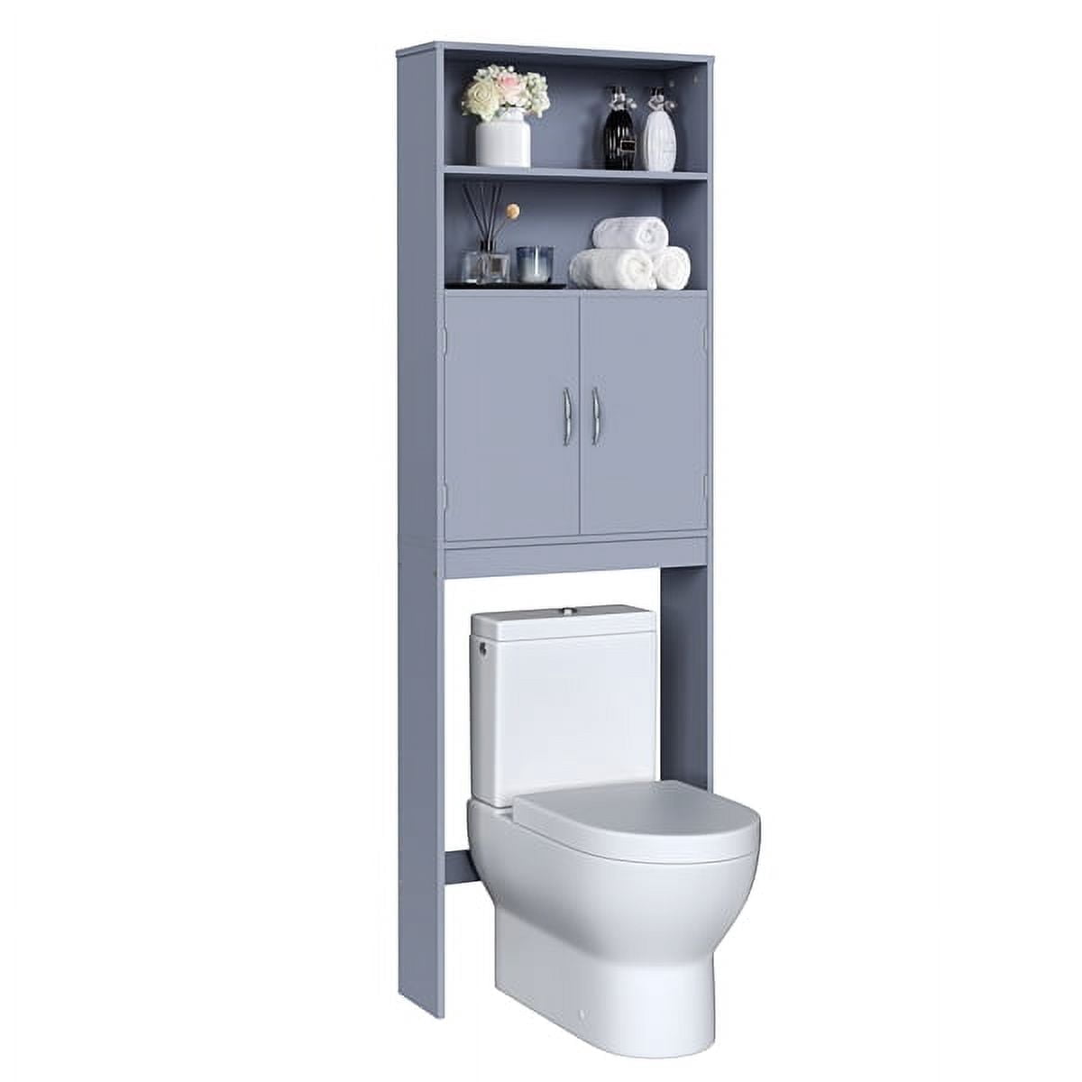 Yaheetech Over-the-Toilet Storage w/ Cabinet & 2 Open Shelves, Gray