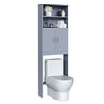 thumbnail image 1 of Topeakmart Over-the-Toilet Storage w/ Cabinet & 2 Open Shelves, Gray, 1 of 7