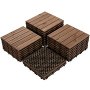 Topeakmart Patio Pavers Decking Flooring Deck Interlocking Outdoor Indoor Wood Tiles 27PCS
